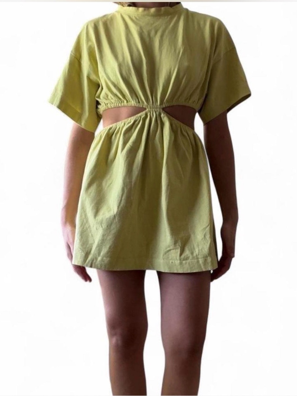 Etiquette Clothiers Light Olive Cutout Mini Dress